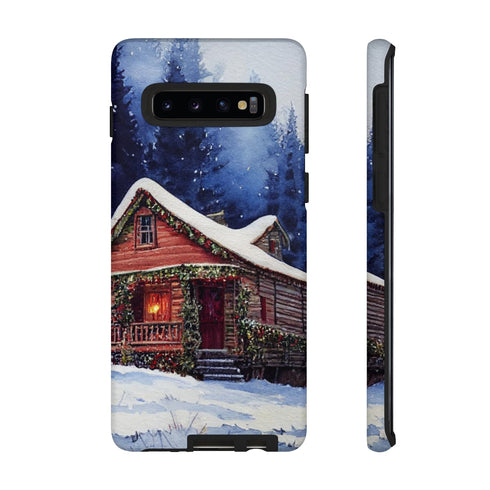 Cozy Christmas Cabin in the Snow - Impact Resistant Phone Case Samsung Galaxy S10 Matte